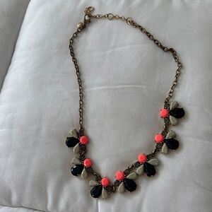 J. Crew Dark Blue and Coral Statement Necklace